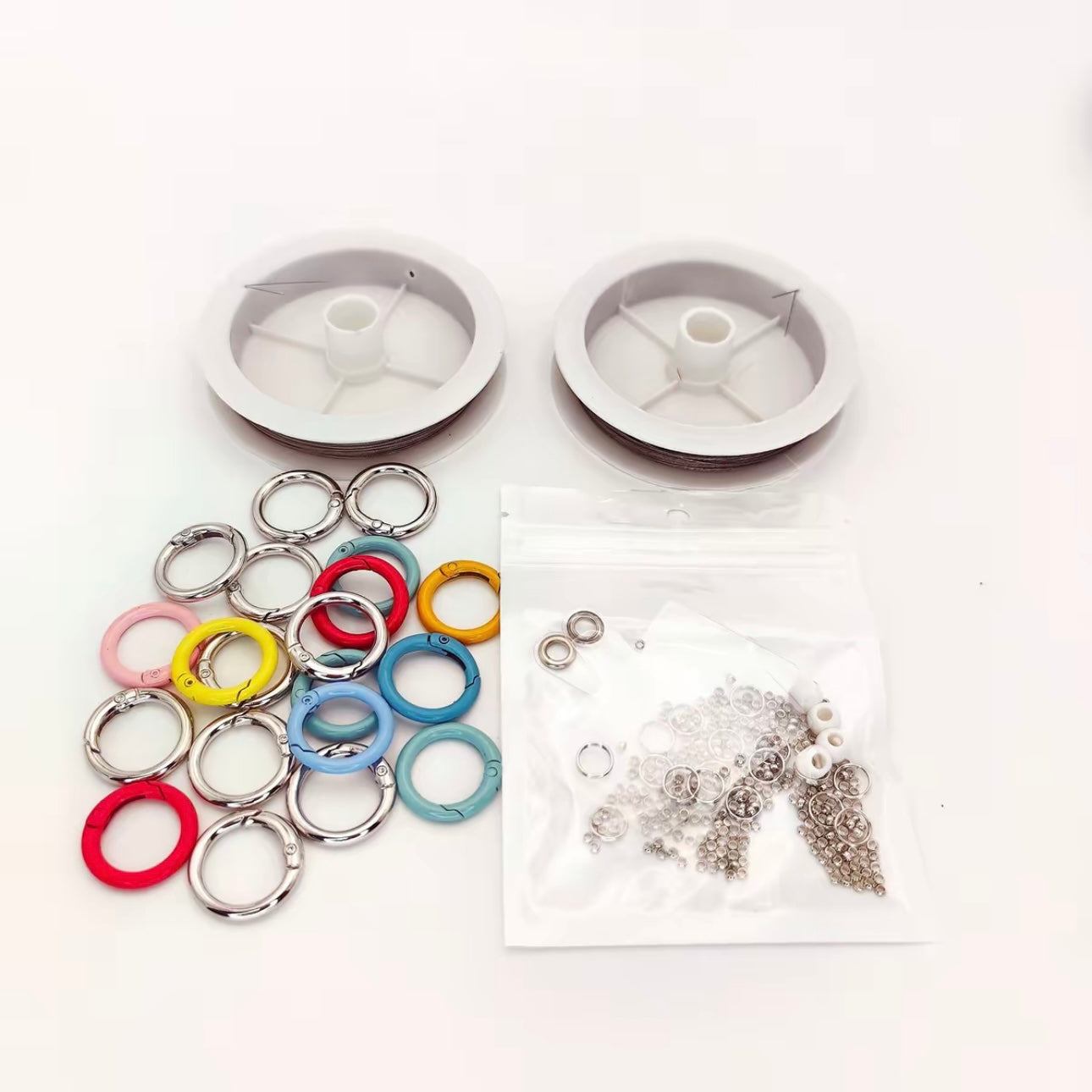 【ビーズ必ず購入、単独購入不可】ビーズDIY工具セット(ペンチ + はさみ + ストッパービーズ約50個 + バネ10個 + ワイヤーロープ15m)
